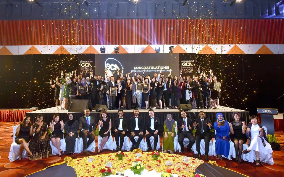 Winners and guests on stage at the first gala in 2018