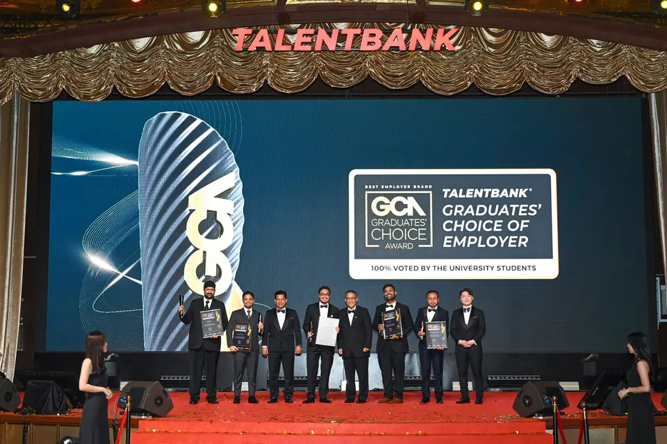 Winners and guests gathered on stage at the 2023 gala