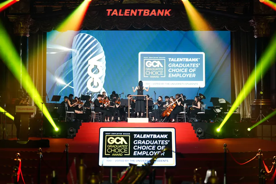 The orchestra and stage at the 2024 gala