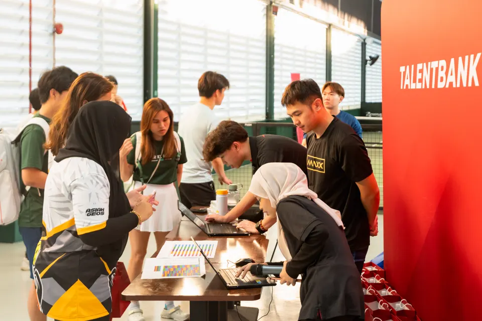 Players signing in at the Talentbank registration desk