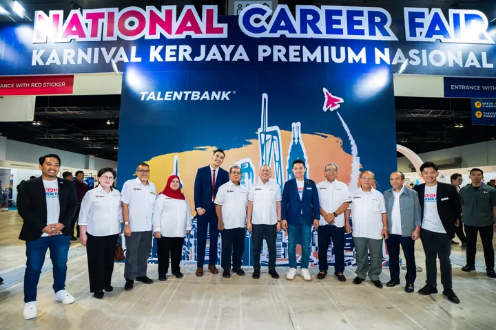 VIP guests and the Talentbank team at the National Career Fair 2024 banner