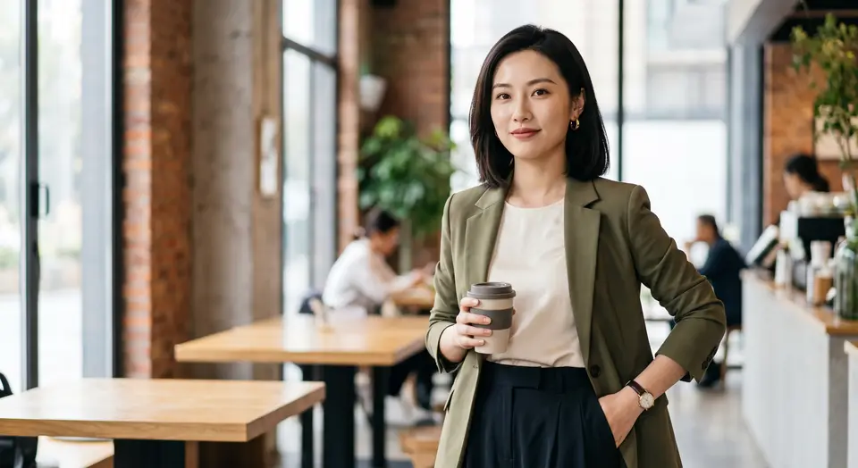 A young professional with a coffee